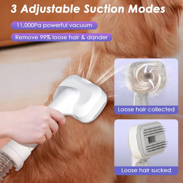 Dog Grooming Vacuum for Shedding Grooming, 2.2L Cup Dog Grooming Vacuum with Dryer Function, Low Noise Pet grooming vacuum for dogs, Upgrade Strong Dog Grooming Kit With 6 Tools for Home Pet Hair - Image 2