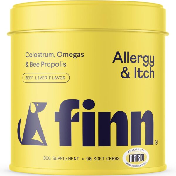 Finn Allergy & Itch for Dogs | Allergy, Itchy Skin & Immune Support w/Bee Propolis + Probiotics | 90 Soft Chews