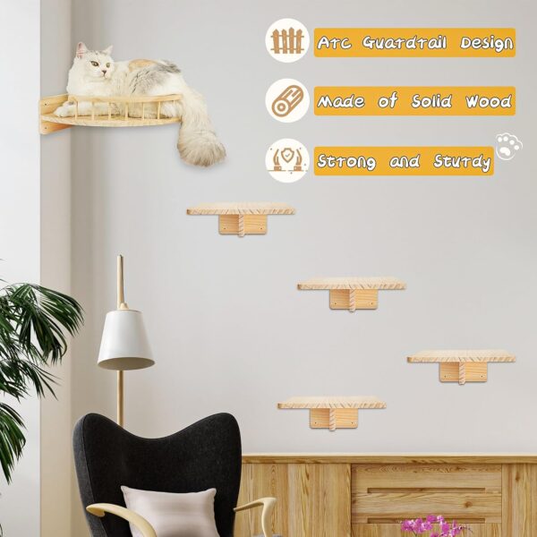 Cat Wall Shelves - Set of 6 Cat Wall Furniture, Cat Shelves and Perches for Wall, Indoor Cat Wall Furniture with 1 Condos House, 1 Cat Corner Rack & 4 Cat Wall Racks - Image 4