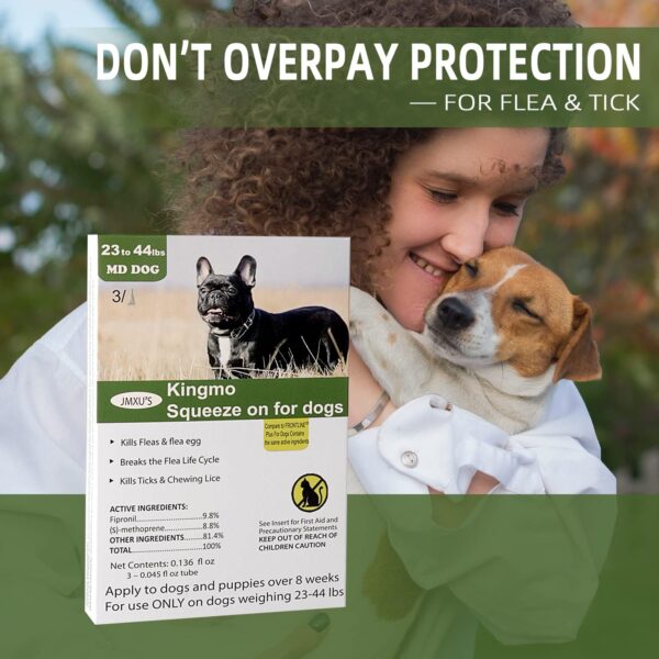 Flea and Tick Prevention for Dogs, Dogs Flea & Tick Treatment with Fipronil, Long-Lasting & Fast-Acting Topical Flea & Tick Control Drops (3 Doses, 23-44lbs) - Image 5