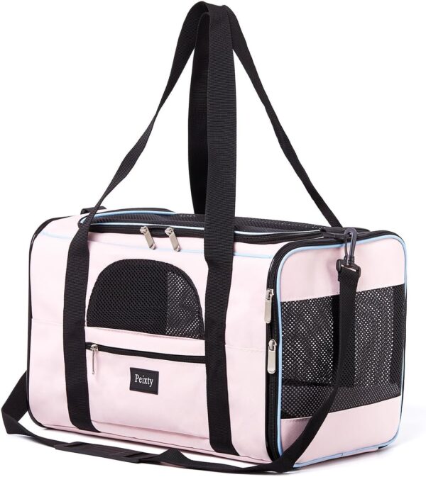 17x11x11 Inches Pet Carrier for Small Dogs,Kitten Under 15 Lbs,Delta/American/United Airline Approved Soft-Sided Cat,Dog Bag Animal Carriers,Pet Travel Carrier Bag with Two Storage Pockets-Pink