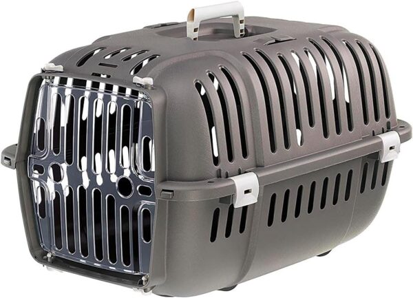 Ferplast Jet Pet Carrier: Value Dog Carrier Suitable for Toy Dog Breeds & Small Cats, Assembled Dimensions are 18.51L x 12.6W x 11.42H inches, Gray