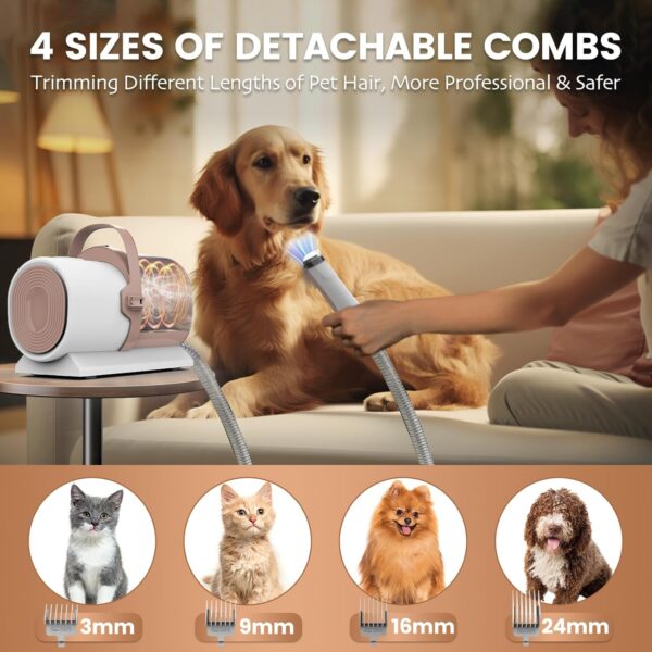 Dog Grooming Vacuum – Dog Hair Vacuum for Shedding Grooming, Pet Vacuum Grooming Kit with 11000Pa Suction Power – includes 4 Grooming Tools for Dogs and Cats – Perfect for Pet Grooming, PG50. - Image 4