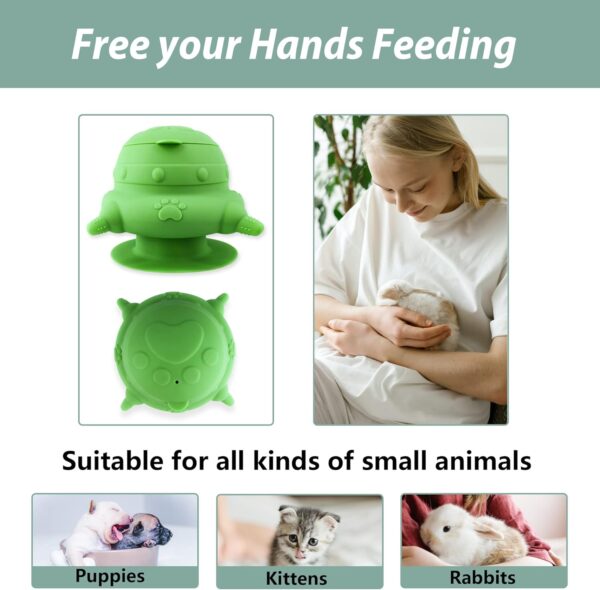 Puppy bottles for nursing,Puppy milk feeders for multiple puppies nipple,Puppy Feeder Milk Bowl,4 Nipples Silicone Puppy Nursing Station,Feeder Bowl for Kittens, Puppies,Capacity 240ml（Green） - Image 3