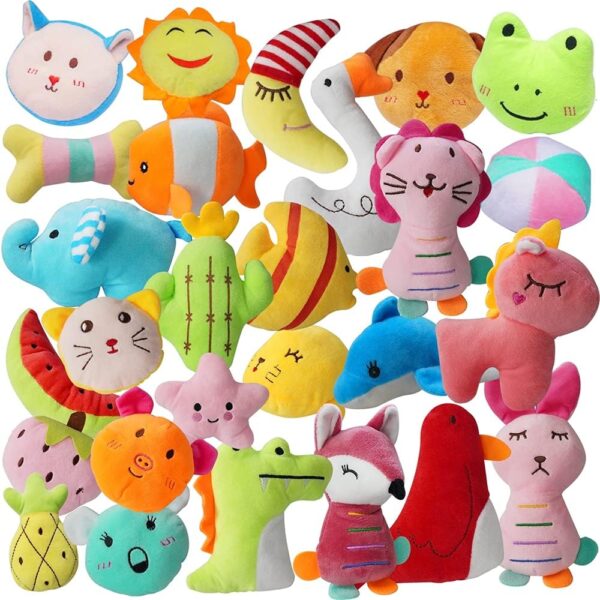 27 Pack Puppy Squeaky Toy,Different Designs Squeakers Pet Toys,Cute Bulk Plush Dog Toys,Small