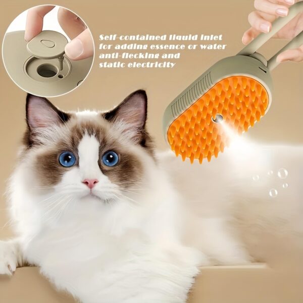 Spritz Defur Comb for Cats, 2024 New 3-in-1 Cat Steam Brush for Massaging and Cleaning Shedding Pets, Spritz Defur Comb For Long and Short Hair Cats and Dogs Grooming Tool (White) - Image 2