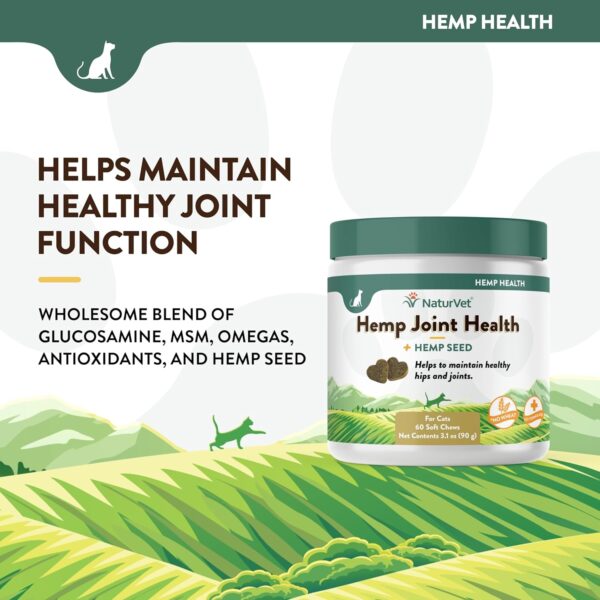 NaturVet – Hemp Joint Health for Cats - Plus Hemp Seed – 60 Soft Chews – Supports Healthy HIPS & Joints – Enhanced with Glucosamine, MSM & Hemp Seed– 30 Day Supply - Image 3