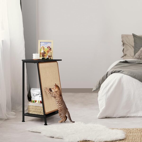 Cat Furniture End Table Modern Table with Cats Scratcher 4-in-1 Side Table for Cat Kittens, A-Frame Cat Bed Cat Table Bed with Replaceable Sisal Scratch Scratching Pad Mat for Living Room - Image 3