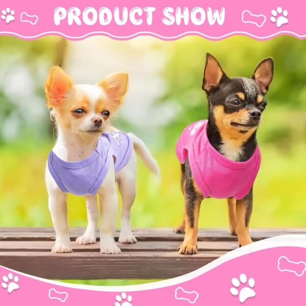 4 Pieces Dog Clothes for Small Dogs Girl Summer Soft Puppy Clothes Cute Chihuahua Teacup Dog Clothes Female Dog Shirts Breathable Pet Clothing Pink Girl Dog Clothes (XX-Small), pink,purple - Image 4