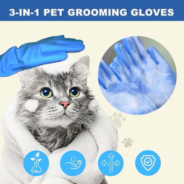 2pcs dog washing gloves and dog bath brush, 2-in-1 pet shower set | Suitable for dogs, cats, bath massage, and pet grooming - Image 5