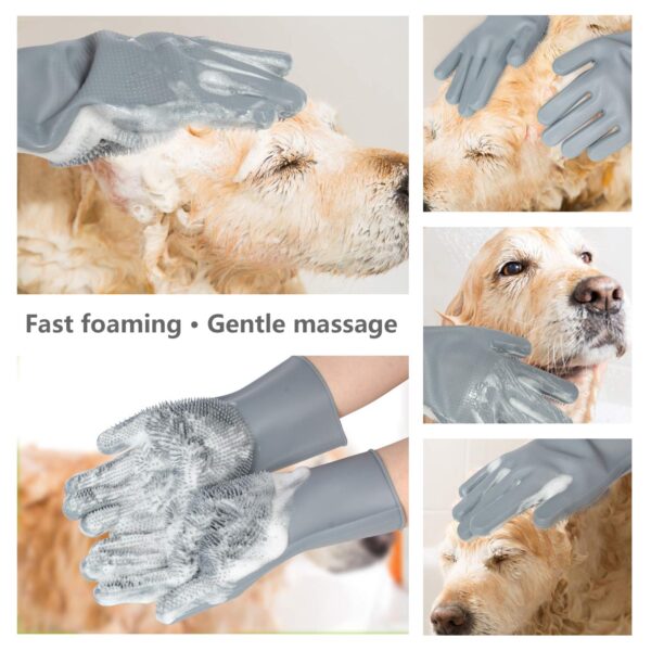 Pet Grooming Gloves - Gentle Dog Bathing Shampoo Brush - Massage Mitt with Enhanced Five Finger Design - Efficient Deshedding Glove for Dogs, Cats, Rabbits and Horses - 1 Pack - Image 3