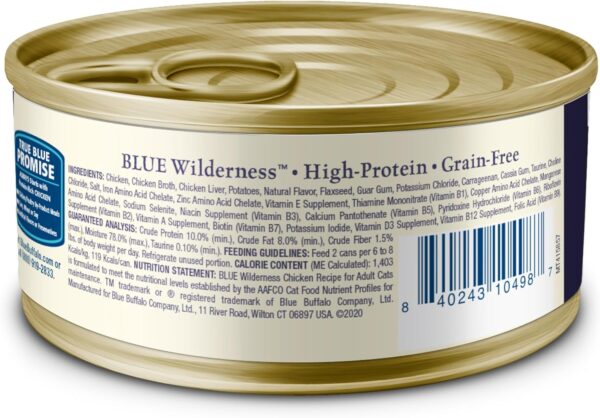 Blue Buffalo Wilderness High-Protein Grain-Free Wet Food For Adult Cats 7+, Chicken Recipe, 5.5-oz., 24-count - Image 2