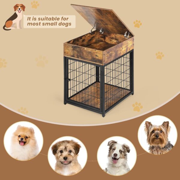 Dog Crate Furniture, Wooden Dog Crate End Table, Dog Kennel Pet House with Drawer, Indoor Decorative Pet Crate Dog Cage for Small Dog, Rustic Brown - Image 6