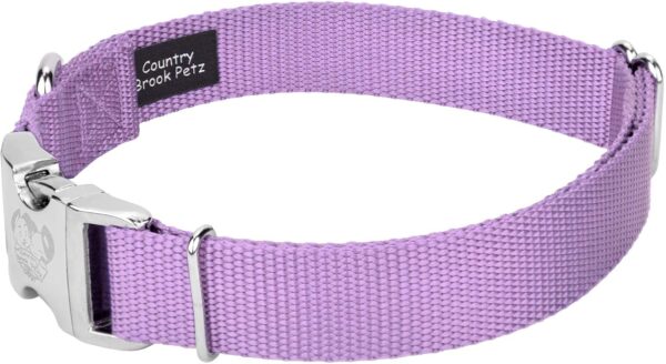 Country Brook Petz Premium Nylon Dog Collar with Metal Buckle for Small Medium Large Breeds - Vibrant 30+ Color Selection (Large, 1 Inch, Lavender) - Image 7