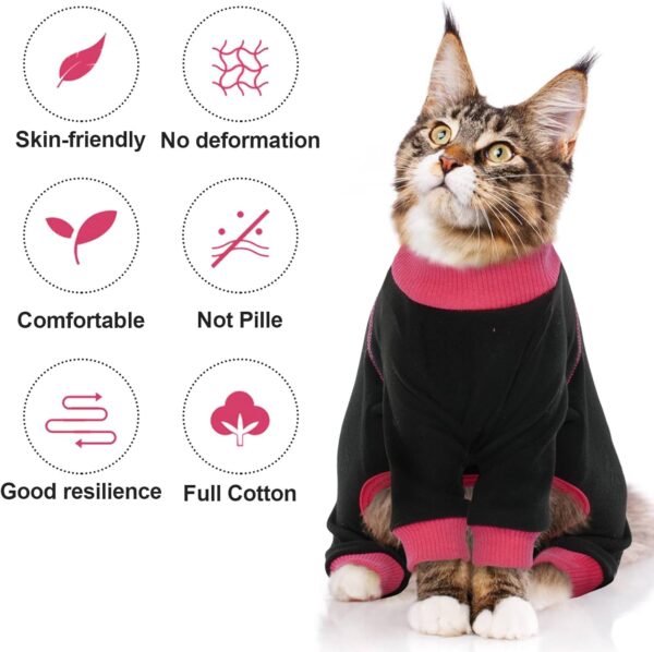 Bonaweite Sticky Hair Cat Clothes, Prevent Lost Hair Onesie Shirts for Cats Only, Kitten Pajamas Costumes Outfits for Pet, Cat Recovery Suit for Cats or Small Dogs - Image 2