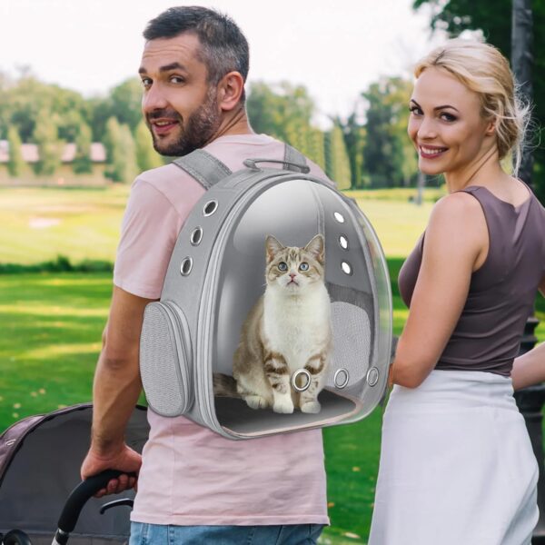 Cat Carrier Backpack Portable Pet Travel Solution Pet Carrier Dog Carrier Backpack Bag Space Capsule for Small Medium Cat Puppy Dog Travel Hiking Walking Camping Up to 17Lb (Grey) - Image 6