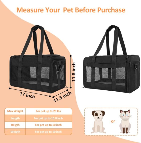 Mancro Cat Carrier, Pet Carrier Airline Approved for Medium Cats 20lbs, Dog Carrier for Small Dogs and Puppies, Soft Sided Collapsible Top Loading Cat Bag Carrier for Travel & Car - Image 5