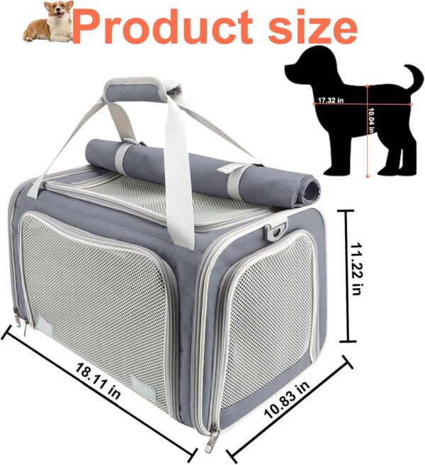 Texsens Cat-Carrier-Large-Pet-Carrier, Soft Cat Carrier for 2 Cats, Pet Carrier for Cat, Collapsible Cat Bag for Home Outdoor Travel, Airline Approved, Privacy Protection (Grey) - Image 2