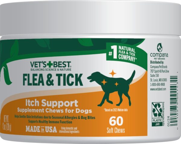 Vet’s Best Flea & Tick Support Soft Chews – Itch Support – Supplement Chews for Dogs – Soothes Skin Irritations Due to Seasonal Allergies, Fleas & Ticks – 60 Chews - Image 2