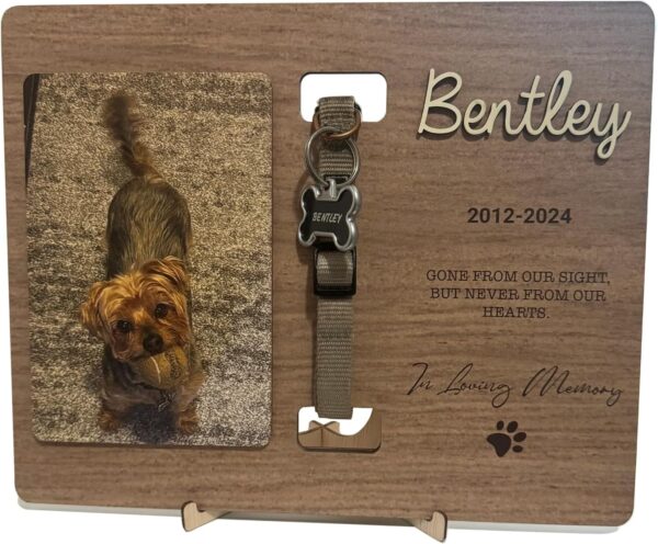 Personalized Memorial Pet Collar Sign, Dog Memorial Wood Frame with Collar Holder, Memorial Gift Loss of Pet, Loss of Pet Sympathy Gift, Dog Memorial Gifts, Pet Loss Gifts, Pet Sympathy Gift K01