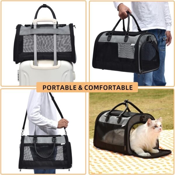 PET MARVEL Cat Carrier Soft Sided for Small Medium Cats Puppy up to 15 Lbs, Airline Approved Mesh Pet Travel Bag, Breathable Bite-Resistant Fabric with Removable Washable Mat - Image 5