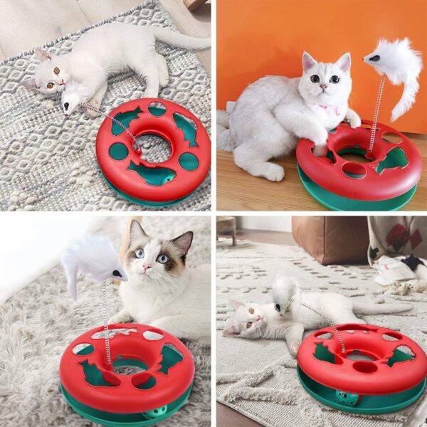 Cat Toys, Cat Toys for Indoor Cats,Interactive Kitten Toys Roller Tracks with Catnip Spring Pet Toy with Exercise Balls Teaser Mouse (red) - Image 6