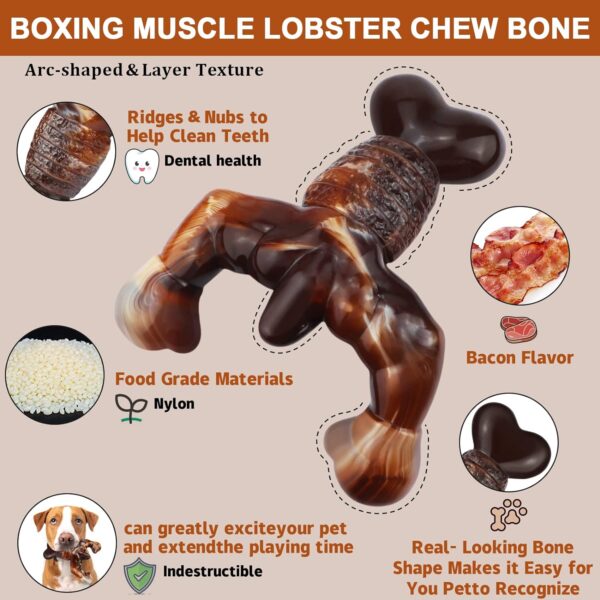 Dog Chew Toys for Aggressive Chewers Indestructible Dog Toys,Bacon Flavored,Tough Dog Bone Toys for Medium/Large breed Dogs, Best Extreme Chew Toys to Keep Them Busy - Image 2