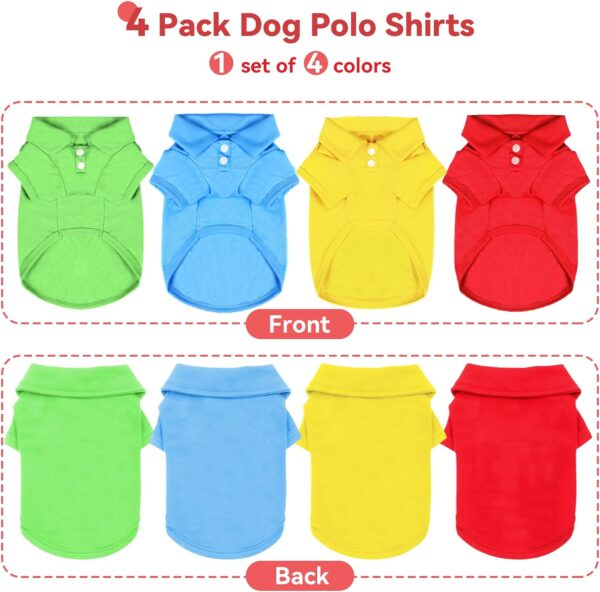 4 Pieces Dog Shirts Collared Polo T-Shirts for Small Medium Dogs Cats Boy Girl Dog Clothes Breathable Doggy Sweatshirt Puppy Kitten Small Breeds Pet Outfits Apparel Tops - Image 4