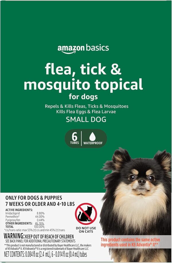 Amazon Basics Flea, Tick & Mosquito Topical Treatment for Small Dogs (4-10 pounds), 6 Count (Previously Solimo) - Image 2