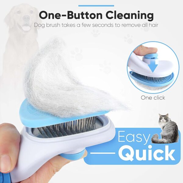 Cat Brush Self Cleaning Slicker Brush with Release Button, Dog Shedding Brush for Grooming, Cat Comb Pet Massage Tool Suitable for Long or Short Pet Hair Cleaner, Removes Tangles & Loose Fur - Image 3