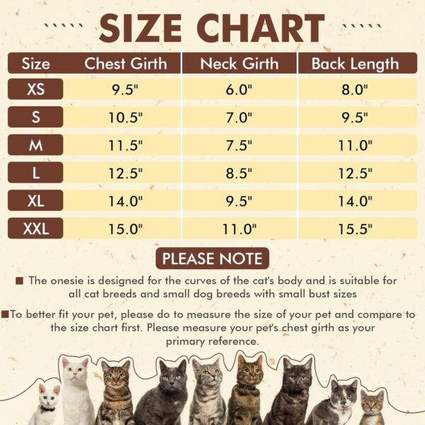 DENTRUN Cat Recovery Suit, Kitten Hair Sticky Onesie, Surgical Cone Alternative Shirts for Female Male Cat Recovery After Surgery, Cat Hair Spreading Prevent Clothes Pajama Apparel for Cats Only - Image 6