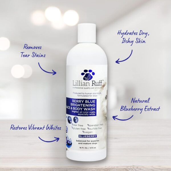 Lillian Ruff Berry Blue Brightening Face and Body Wash for Dogs - Blueberry Shampoo - Remove Tear Stains, Hydrate Dry Itchy Skin, Add Shine & Luster to Coats (Berry Blue Shampoo & Conditioner Set) - Image 5