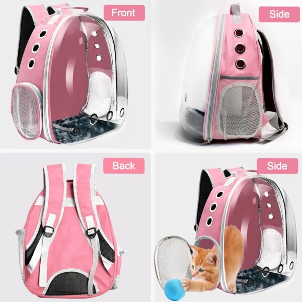 Cat Backpack Carrier, Pet Cat Carrier with Ventilated Design for Carrying Puppy Cats, Pet Carrier Back Pack Bag Space Capsule for Traveling/Hiking/Camping/Outdoors (Pink) - Image 4