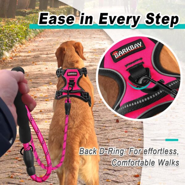 BARKBAY No Pull Pet Harness Dog Harness Adjustable Outdoor Pet Vest 3M Reflective Oxford Material Vest for PINK Dogs Easy Control for Small Medium Large Dogs (L) - Image 3