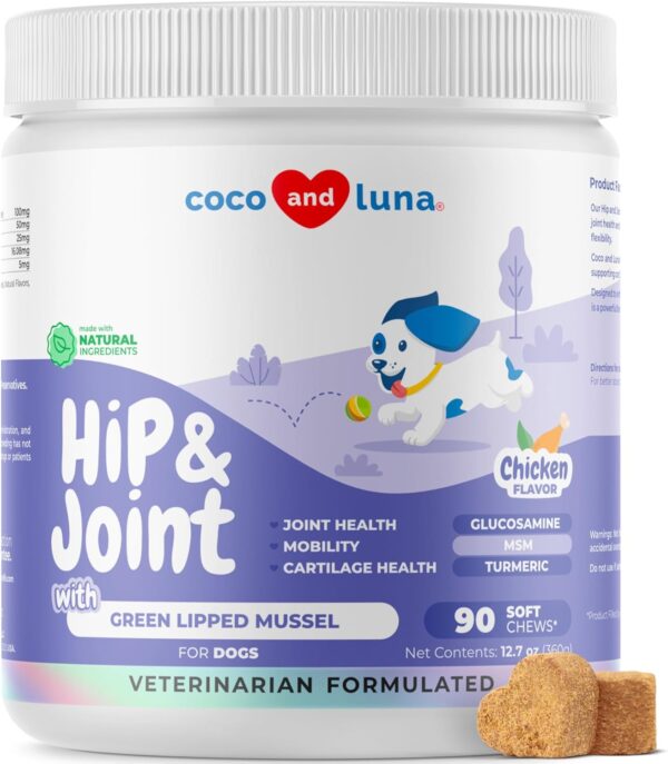 Joint Supplement for Dogs - 90 Soft Chews - with Green Lipped Mussel, Glucosamine, Turmeric, Fish Oil, MSM and Yucca Schidigera (Soft Chews)