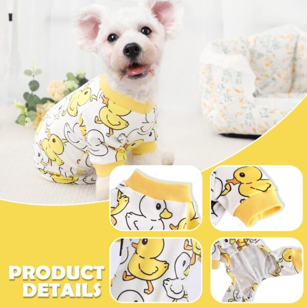 Dog Pajamas Cute Duck Soft Fleece Stretchy Dog Onesie Pet Pjs Fall Dog Clothes for Small Dogs Girl Boy (Medium, Yellow Duck) - Image 5