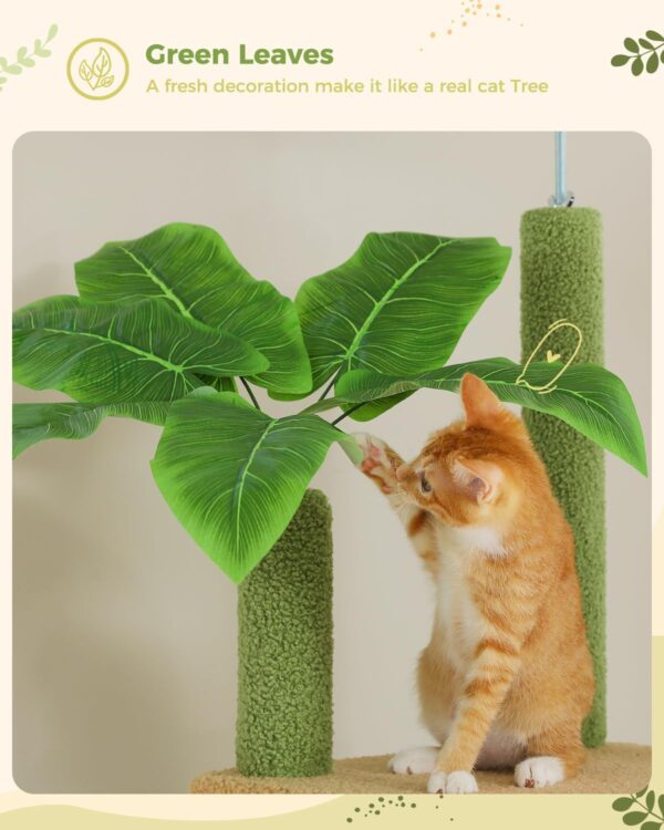 PEQULTI Tall Cat Tree, Floor to Ceiling Cat Tree Tower Adjustable [90.5''~100.4''=230~252CM] with Cat Condo, Cat Hammock and Scratching Post, Cat Climbing Tree for Indoor Large Cats, Green - Image 7