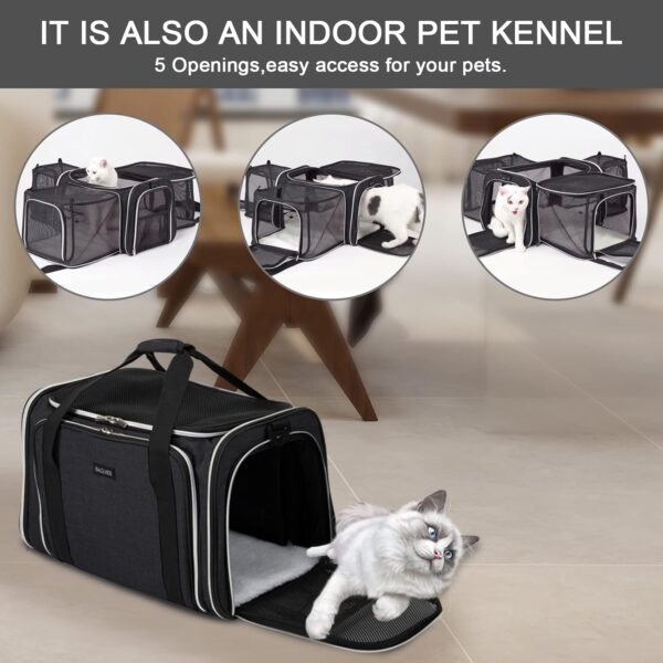 BAGLHER Cat Carrier Bag,Airline Approved Pet Carrier Soft Side Pet Travel 5 Sides Open Doors 3 Sides Expandable Foldable Dog Carrier with Fleece Pad - Image 7