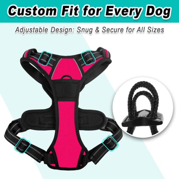 BARKBAY No Pull Pet Harness Dog Harness Adjustable Outdoor Pet Vest 3M Reflective Oxford Material Vest for PINK Dogs Easy Control for Small Medium Large Dogs (L) - Image 7