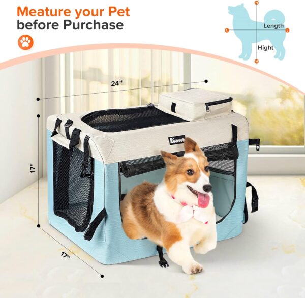 Large Cat Carrier 24"x17"x17", Soft Dog Crate with 2 Bowls, Collapsible Travel Pet Carrier Bag for Cats Dogs Puppies Kittens (Blue) - Image 4