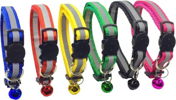 FUNPET 6 Pcs Breakaway Cat Collar with Reflective Nylon Strip and Bell, Safe and Durable - Image 2