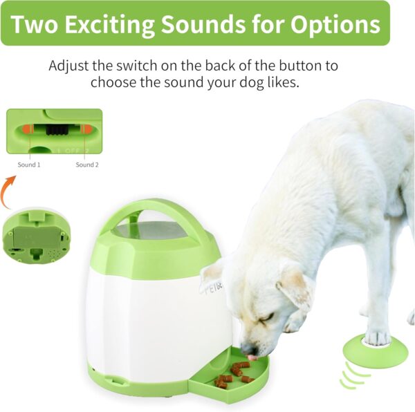 PETGEEK Treat Dispenser Dog Toys, Automatic Pet Feeder with Dual Power Supply and Remote Control, Dog Puzzle Toys and Interactive Dog Toys in One for Indoor or Outdoor Play(Green) - Image 4