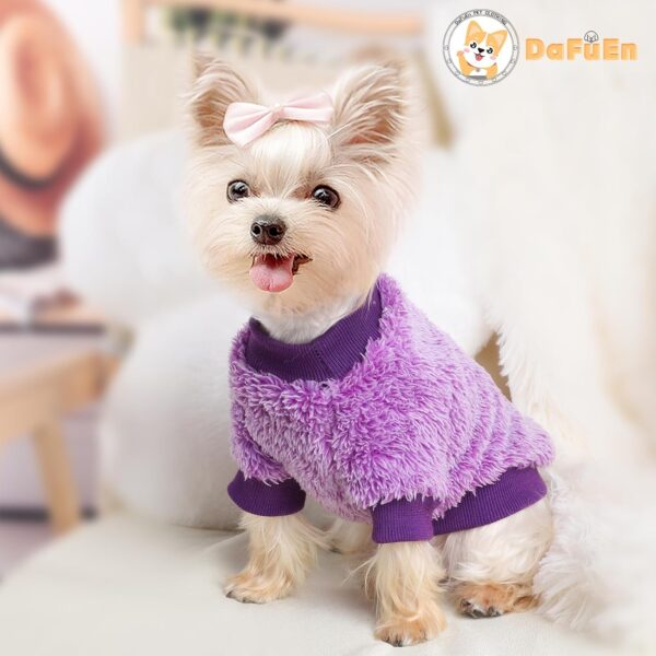 Dog Sweaters for Small Dogs Girl Boy Winter Puppy Sweater Clothes Fleece Warm Pet Outfit for Chihuahua Yorkie Teacup Cute Plain Cold Weather Dog Coat Cat Apparel Clothing (XX-Small, F-Purple) - Image 5