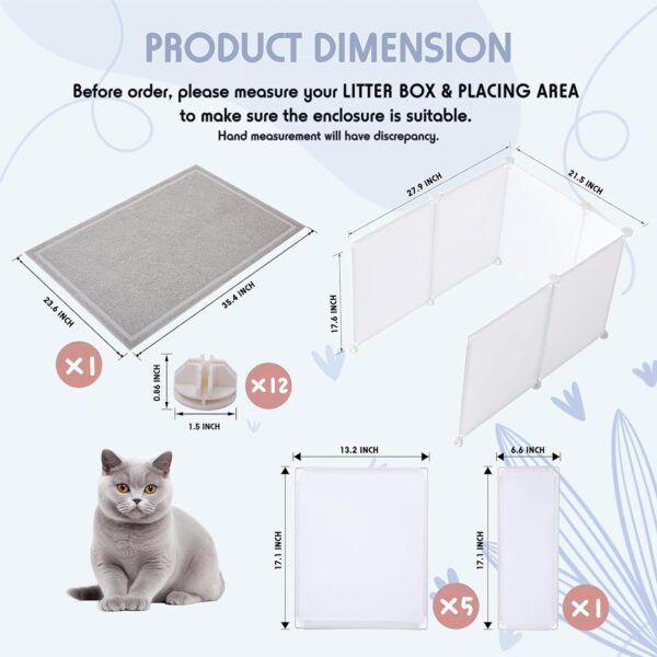 MEEXPAWS Cat Litter Box Enclosure Splash Guard Extra Large 28L × 21.5W x 18H inch with Cat Litter Mat Easy Clean (White) - Image 3