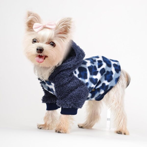 Dog Sweater Hoodie Fuzzy Dog Sweaters for Small Dogs Girl Boy Winter Warm Fleece Puppy Sweatshirt Clothes Cold Weater Pet Jacket Outfit Cute Cat Apparel for Chihuahua Yorkie Coat (Large, Leopard 1) - Image 3