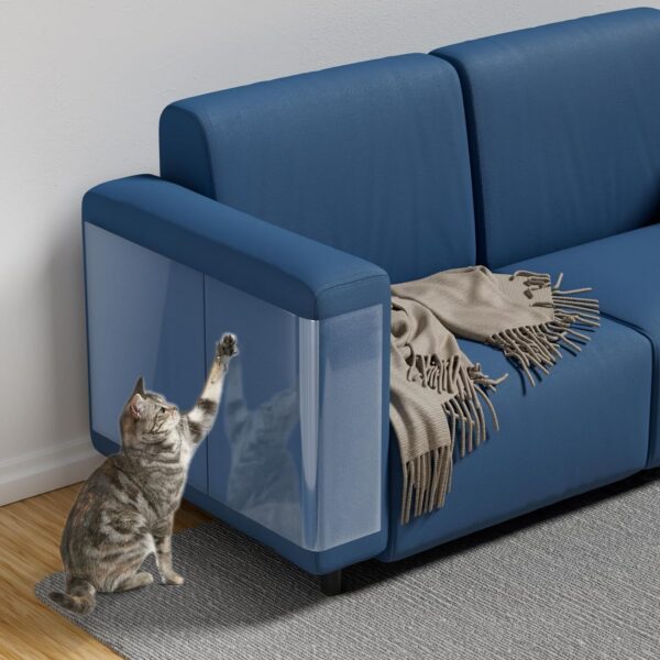 【NO PINS Pain】 Cat Scratch Furniture Protector-12 Pack Self-Adhesive Single Side Couch Protector from Cat Claws,Furniture Protectors from Cats Scratching,Anti Cat Scratching Deterren Protectors