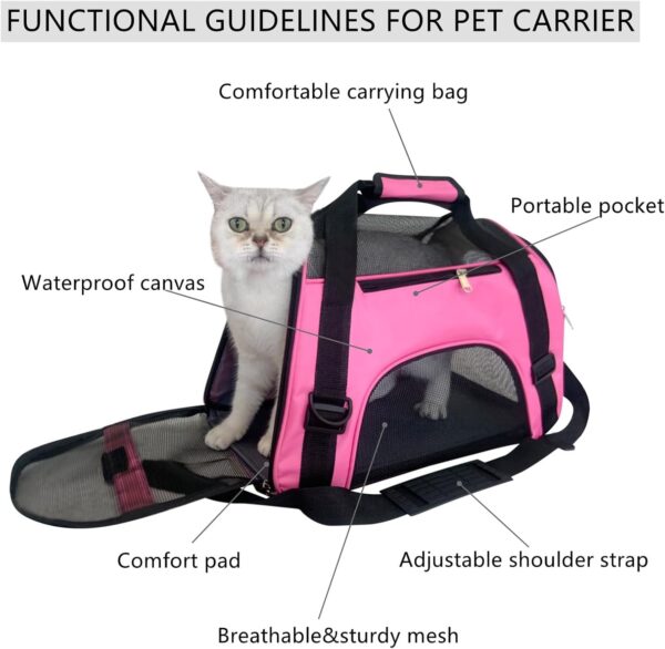 Pet Carrier Bag, Cat Travel Portable Bag Home, Airline Approved Duffle Bags, for Little Dogs, Cats and Puppies, Small Animals (Small, Pink) - Image 3