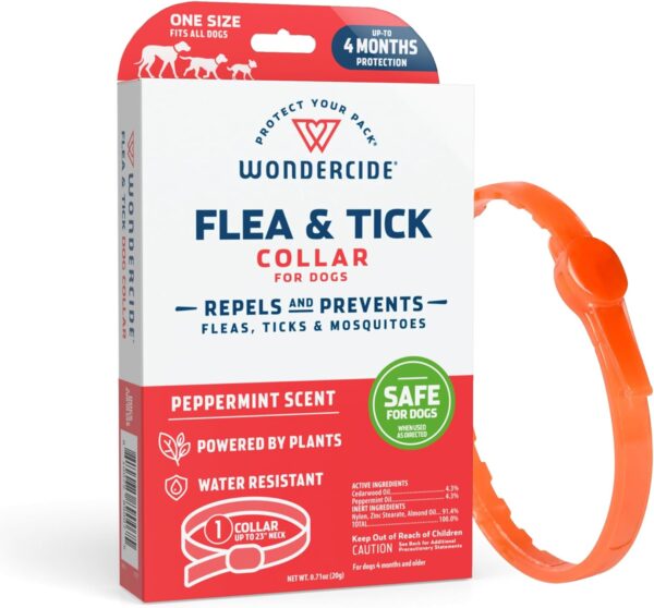 Wondercide Dog Collar - Flea, Tick, and Mosquito Repellent, Prevention for Dogs - with Natural Essential Oils - Pet and Family Safe - Up to 4 Months Protection