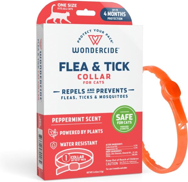 Wondercide - Flea and Tick Cat Collar - Flea, Tick, and Mosquito Repellent, Prevention for Cats - with Natural Essential Oils - Pet and Family Safe - Up to 4 Months Protection