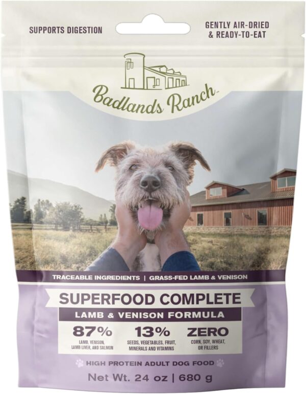 by Katherine Heigl- Superfood Complete, Air-Dried Adult Dog Food - High Protein, Zero Fillers, Superfood Nutrition (24 oz., Lamb & Venison)